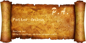 Petter Anina névjegykártya